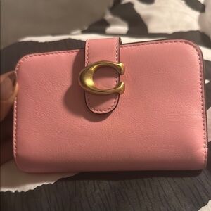 Coach Pink Leather Small Wallet with Signature 'C' Closure